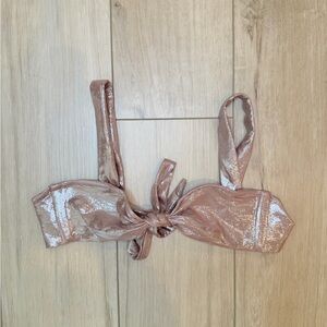SKIMS Liquid Shine Bandeau Bikini Top Cinnamon Bronze XS NWT Knot Front